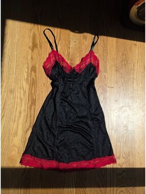 Morbid Threads Y2K Goth black and Red Slip Dress Size Small